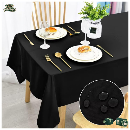 Tischdecke schwarz abwaschbar - schwarz,
