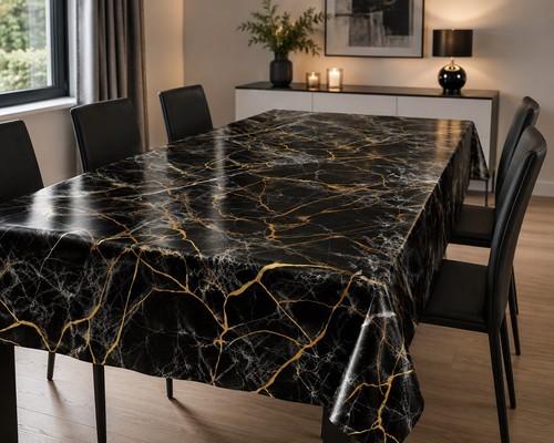 Pvc tischdecke marmor schwarz - marmor,