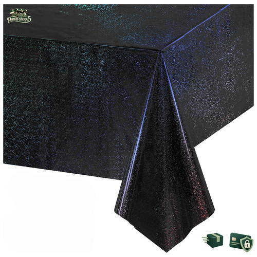 Tischdecke schwarz glitzer - schwarz,
