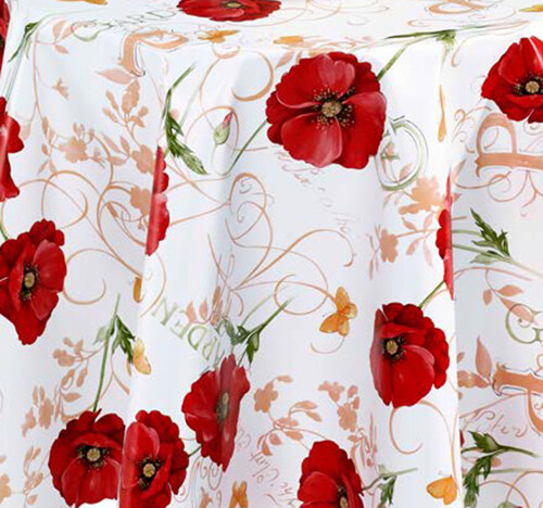 Pvc tischdecke mohn rot weiss - mohn,